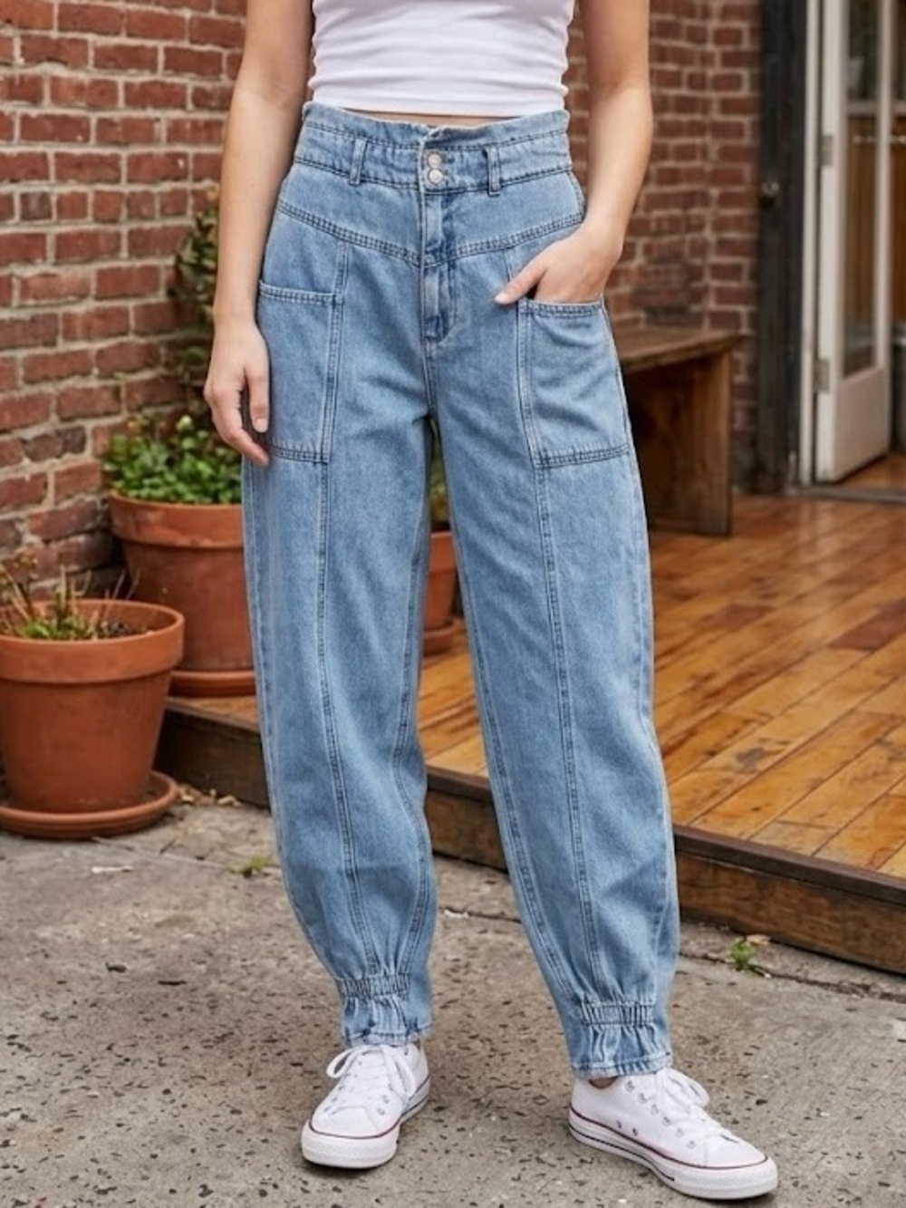 stradivarius Light Blue Wide Leg Flare Jeans